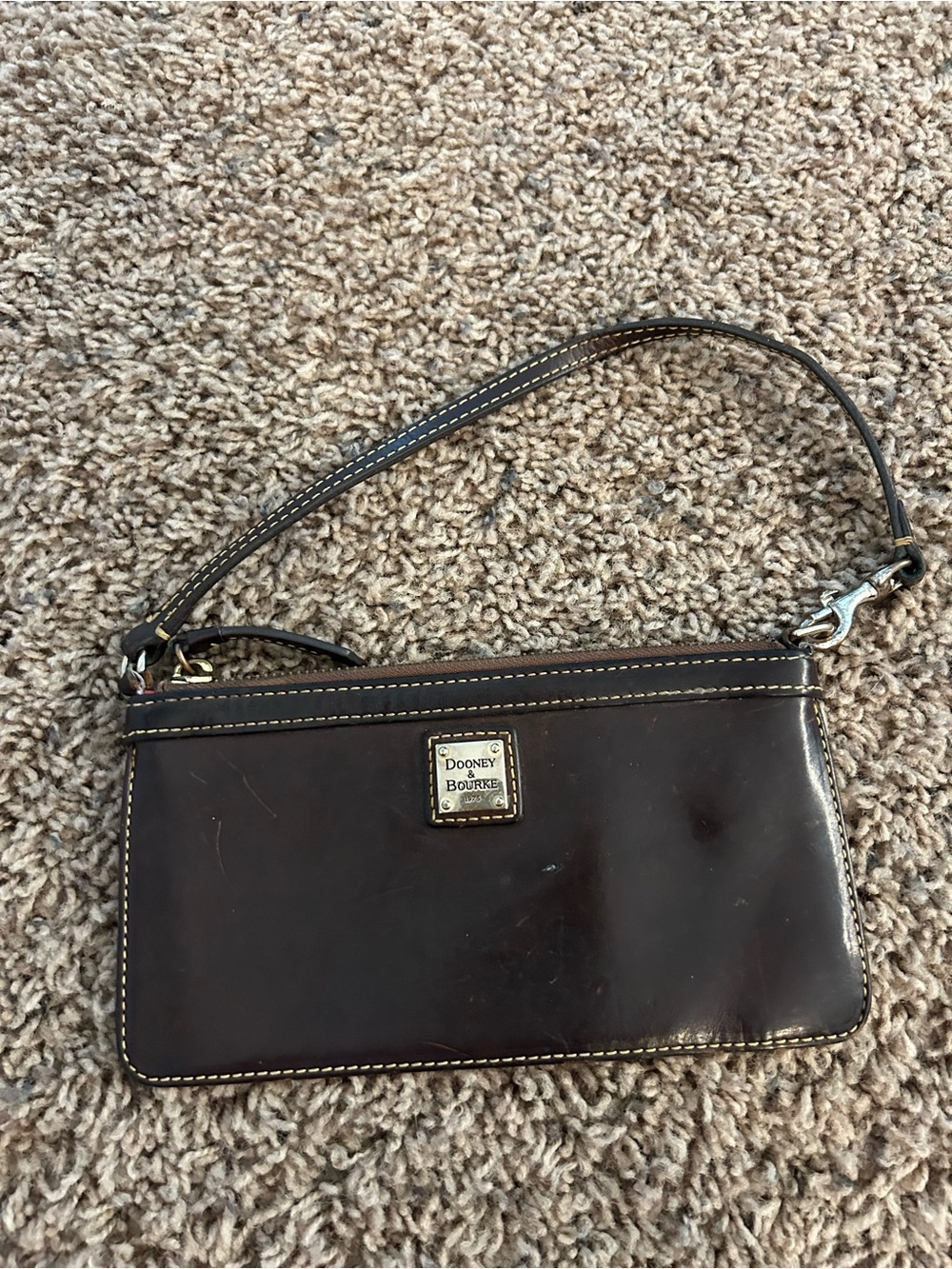 Dooney & burke dark brown chocolate wristlet used